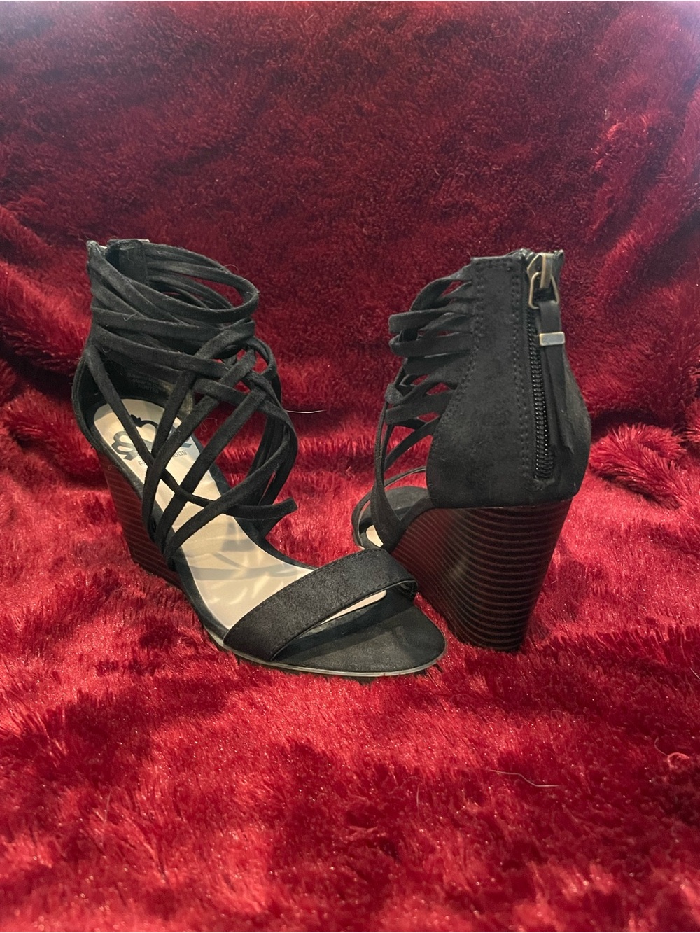 Fergalicious Black Strappy Wedge Sandals